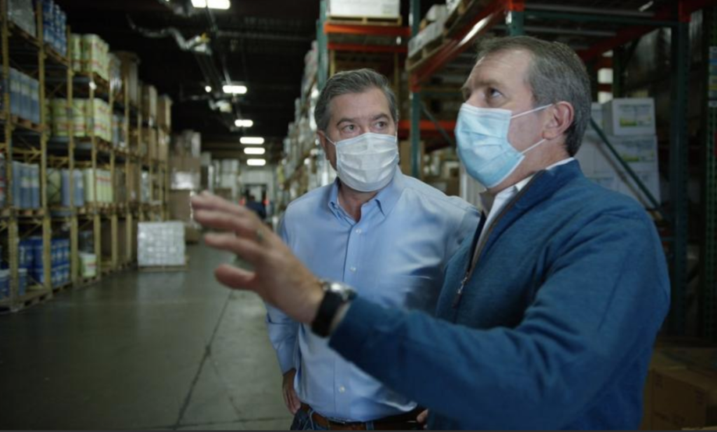 Crown Bank Senior Vice President, Scott Thomas, meets with Sunburst President, Rob Laughlin, to discuss growth options during the pandemic.