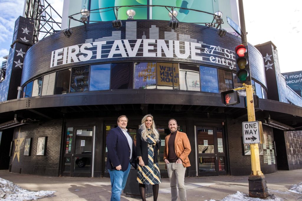 Crown Bank President/COO, Jeff Wessels, Crown Bank Senior Vice President, Ashley Dolphin, and First Avenue Productions CFO, Mike Killeen.